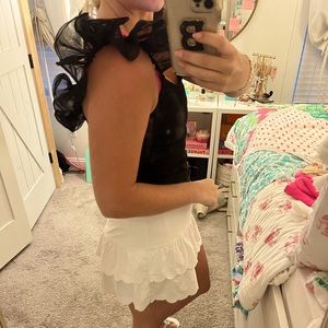 Anthropologie Black Ruffle Tank